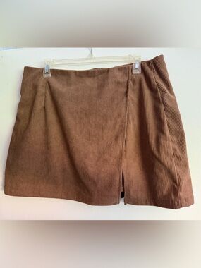 HALARA Brown Corduroy Mini Skirt